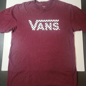 Vans Men's Burgundy Checkerboard Logo Tee